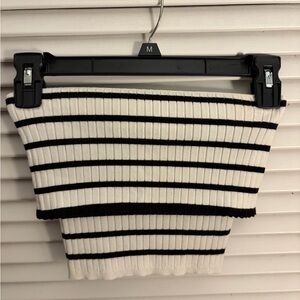 Freshman Black and White Ribbed Pencil Skirt & Shirt Set